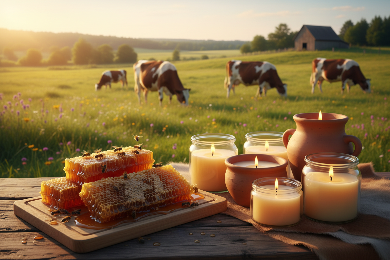 bees, honey, cows, tallow